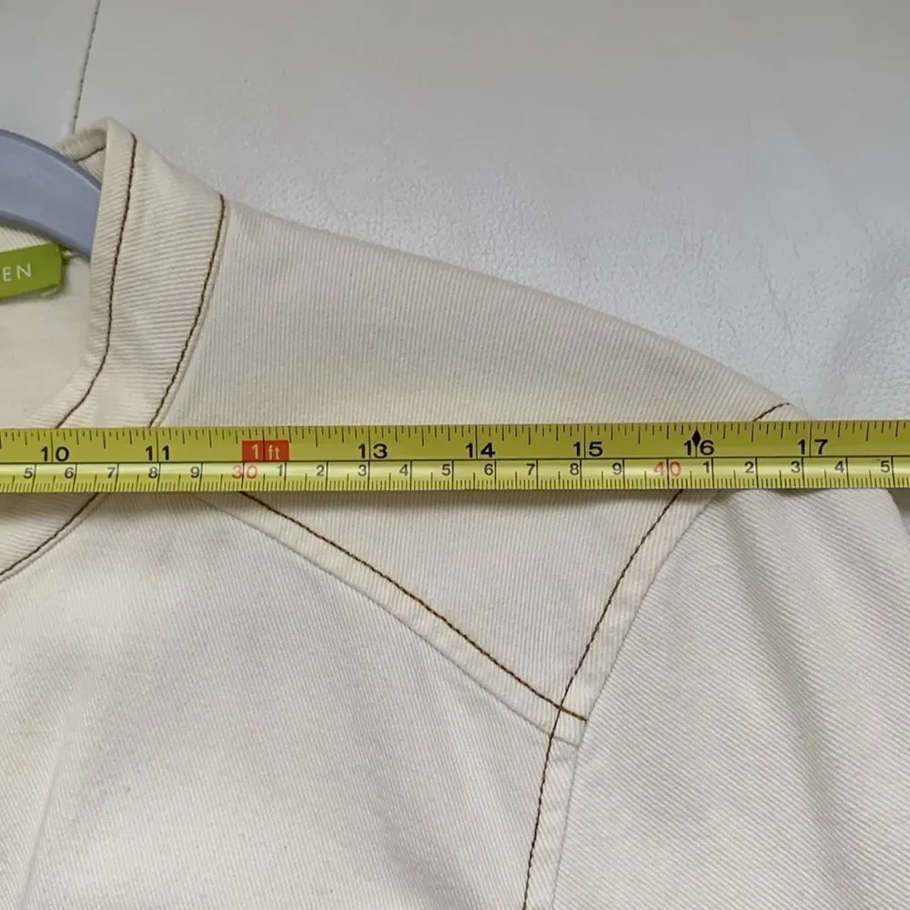 Sigrid Olsen Cotton Cream Two-Piece Suit Jacket Pants Embroidered Size L/14 - Picture 5 of 16